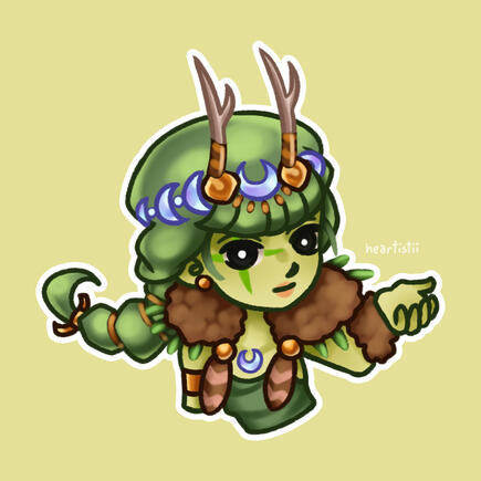 chibi artwork of artemis from the game hades