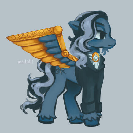 two fullbody artwork of a pony character from patison