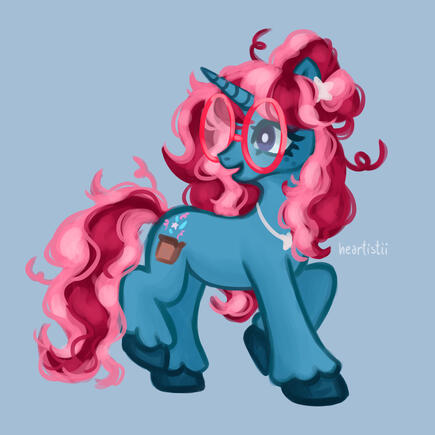 two fullbody artwork of a pony character from dizzzytuna